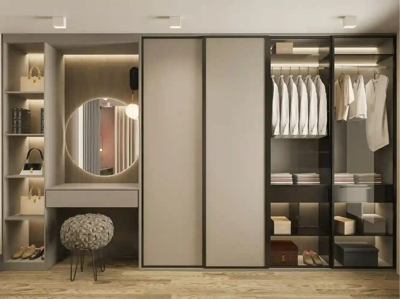 Designer Sliding Wardrobe with Dressing Unit